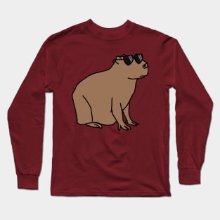 Capybara Wearing Sunglasses Long Sleeve T-Shirt